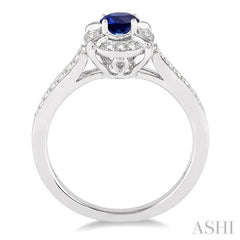 ASHI Oval Shape Gemstone & Diamond Ring 42568PPTSSPWG