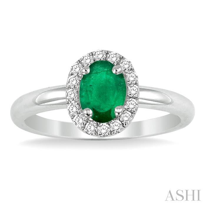 ASHI Oval Shape Gemstone & Halo Diamond Ring 42598PPFHEMWG