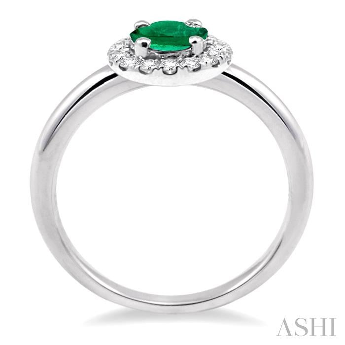 ASHI Oval Shape Gemstone & Halo Diamond Ring 42598PPFHEMWG