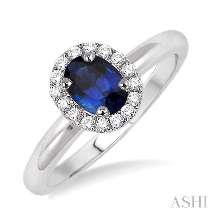 ASHI Oval Shape Gemstone & Halo Diamond Ring 42598PPFHSPWG