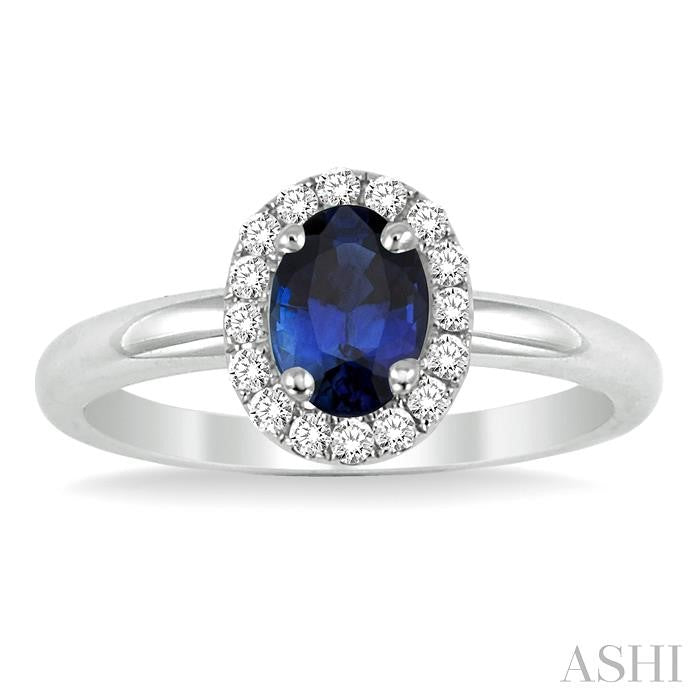ASHI Oval Shape Gemstone & Halo Diamond Ring 42598PPFHSPWG