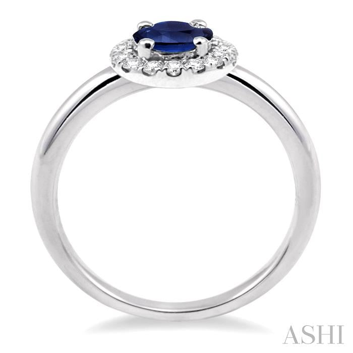 ASHI Oval Shape Gemstone & Halo Diamond Ring 42598PPFHSPWG