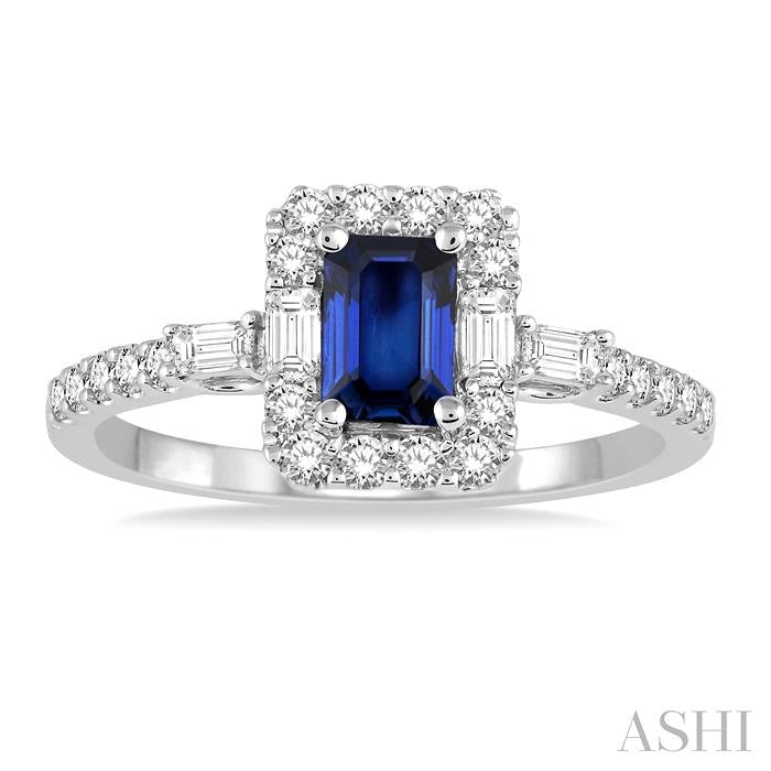 ASHI Emerald Shape Gemstone & Halo Diamond Ring 42613PPFGSPWG