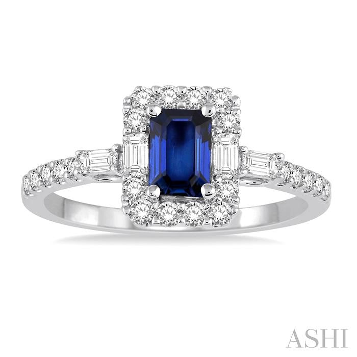 ASHI Emerald Shape Gemstone & Halo Diamond Ring 42613PPFHSPWG