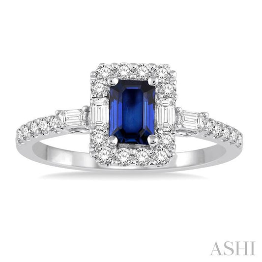 ASHI Emerald Shape Gemstone & Halo Diamond Ring 42613PPFHSPWG