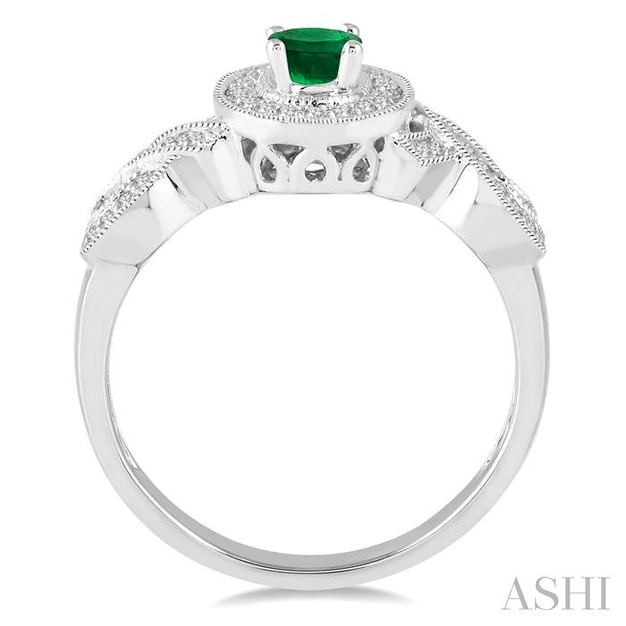ASHI Oval Shape Gemstone & Halo Diamond Ring 42636PPTSEMWG