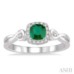 ASHI Cushion Shape Gemstone & Halo Diamond Ring 42648PPTSEMWG