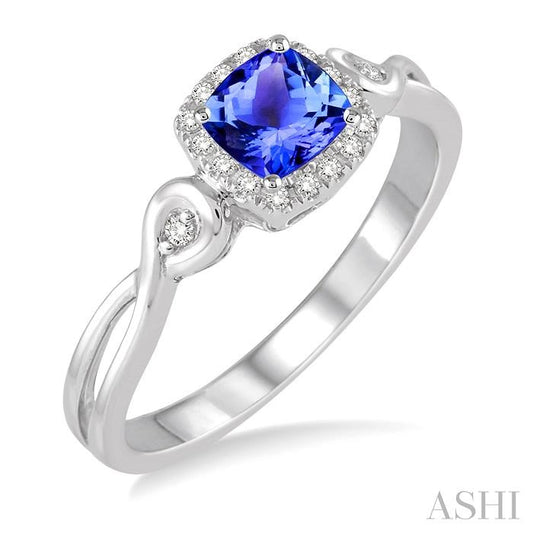 ASHI Cushion Shape Gemstone & Halo Diamond Ring 42648PPTSTZWG