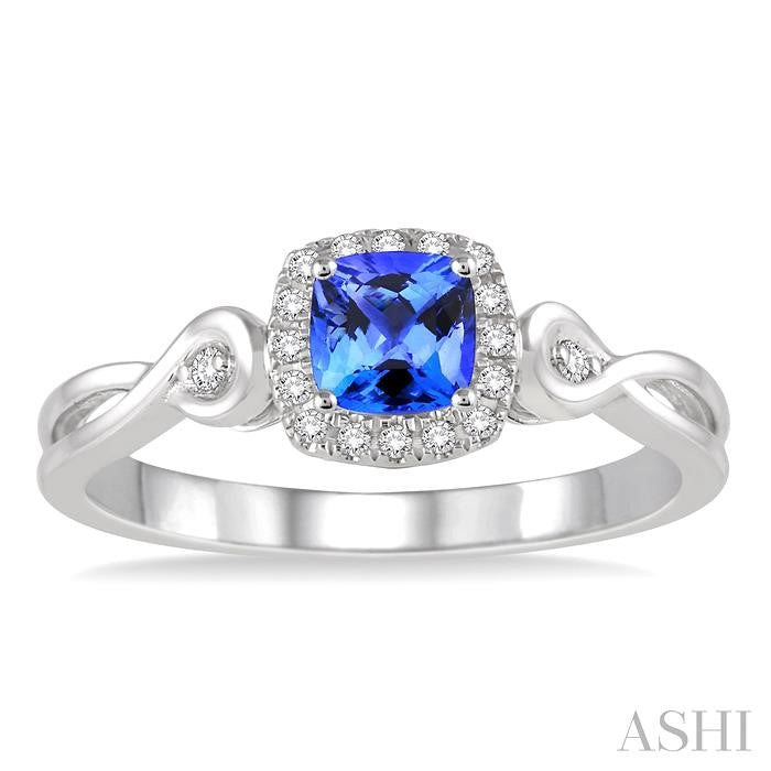 ASHI Cushion Shape Gemstone & Halo Diamond Ring 42648PPTSTZWG