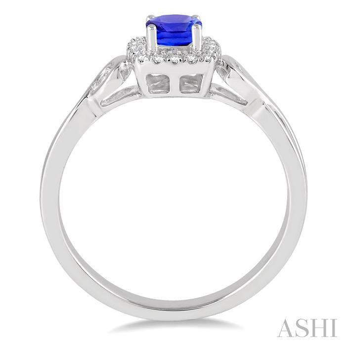 ASHI Cushion Shape Gemstone & Halo Diamond Ring 42648PPTSTZWG