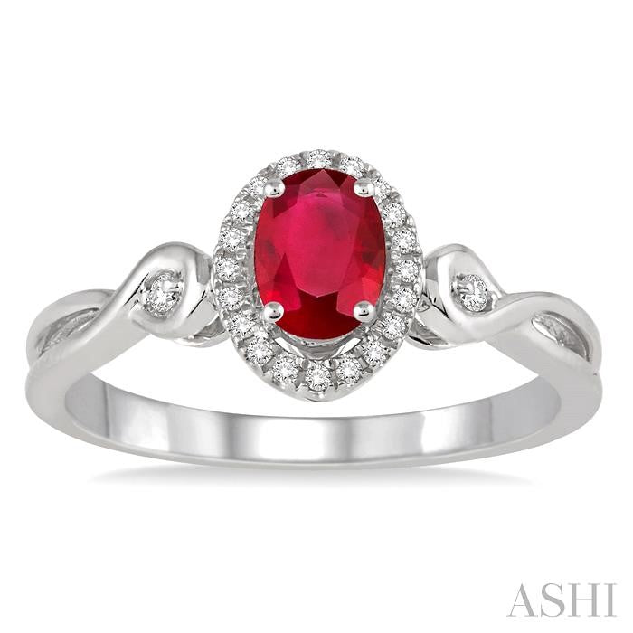 ASHI Oval Shape Gemstone & Halo Diamond Ring 42658PPTSRBWG