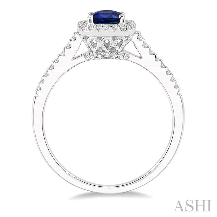 ASHI Cushion Shape Gemstone & Halo Diamond Ring 42667PPTSSPWG