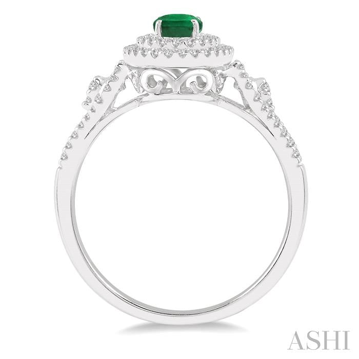 ASHI Oval Shape Gemstone & Halo Diamond Ring 42675PPFHEMWG