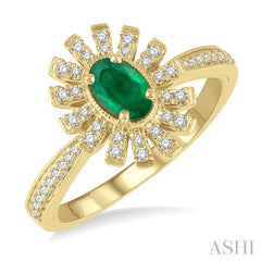 ASHI Oval Shape Gemstone & Diamond Ring 42737PPTSEMYG
