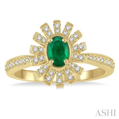 ASHI Oval Shape Gemstone & Diamond Ring 42737PPTSEMYG