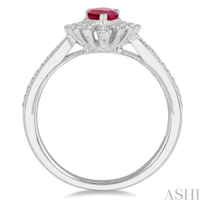 ASHI Pear Shape Gemstone & Diamond Ring 42747PPTSRBWG