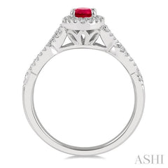 ASHI Oval Shape Gemstone & Halo Diamond Ring 42787PPTSRBWG