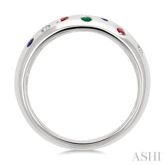 ASHI Mixed Shape Gemstone & Diamond Mosaic Fashion Wide Band 42829PPFGRNBWG