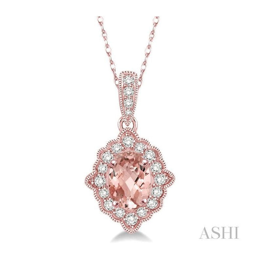 ASHI Oval Shape Gemstone & Halo Diamond Pendant 61228PPTSPDMOPG