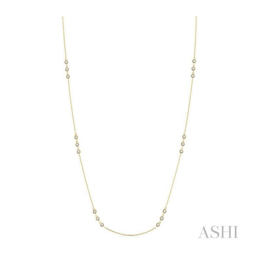 ASHI 3 Stone Diamond Station Necklace 994CVPPFGNKYG