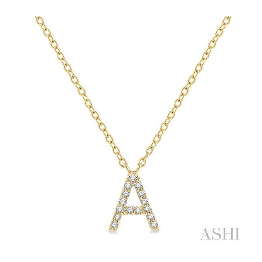 ASHI Block 'A' Initial Diamond Pendant 912F9PPTSPDYG-A