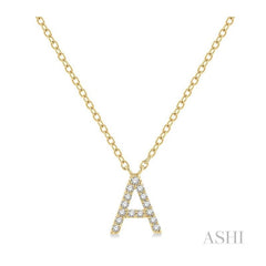 ASHI Block 'A' Initial Diamond Pendant 912F9PPTSPDYG-A