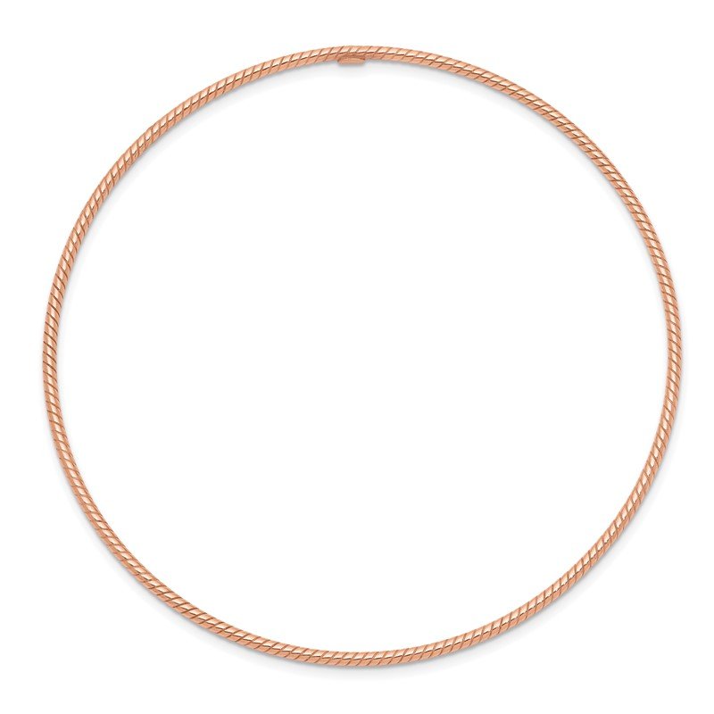 Quality Gold 14k 1.5mm Rose Gold Textured Slip-on Bangle Bracelet DB542