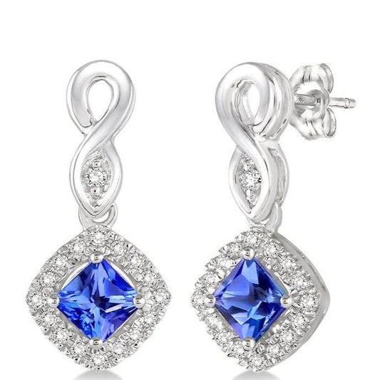 Parkplace Jewelers Cushion Shape Gemstone & Halo Diamond Earrings 57088PPFSERTZWG