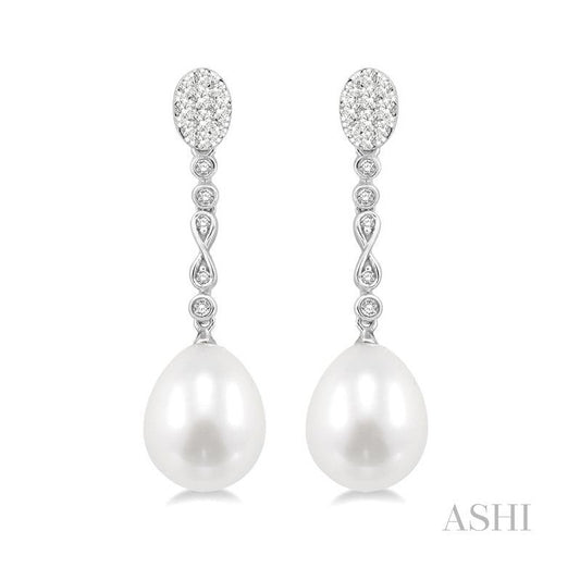 ASHI Pearl & Lovebright Diamond Fashion Long Earrings 56066PPFGERWPWG