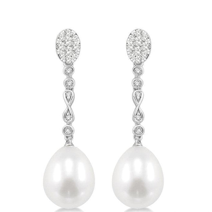 Parkplace Jewelers Pearl & Lovebright Diamond Fashion Long Earrings 56066PPFGERWPWG