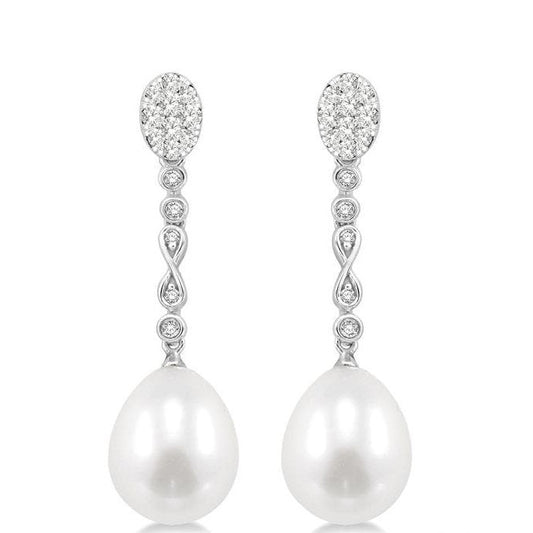 Parkplace Jewelers Pearl & Lovebright Diamond Fashion Long Earrings 56066PPFGERWPWG