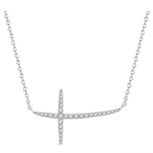 Parkplace Jewelers Sideway Cross Diamond Necklace 994F0PPTSNKWG