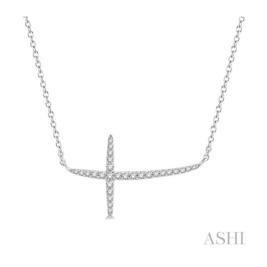 ASHI Sideway Cross Diamond Necklace 994F0PPTSNKWG