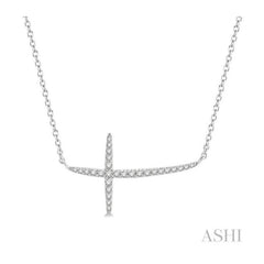 ASHI Sideway Cross Diamond Necklace 994F0PPTSNKWG
