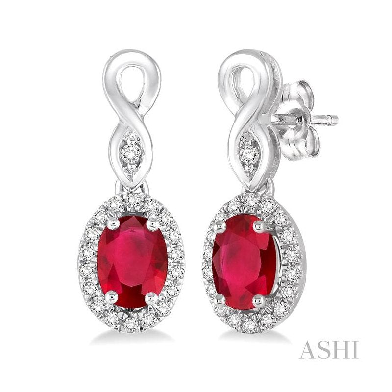 ASHI Oval Shape Gemstone & Halo Diamond Earrings 57098PPTSERRBWG