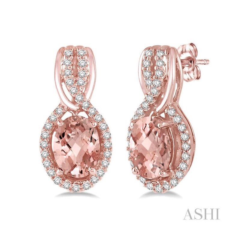 ASHI Oval Shape Gemstone & Halo Diamond Earrings 61217PPFHERMOPG