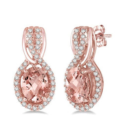 Parkplace Jewelers Oval Shape Gemstone & Halo Diamond Earrings 61217PPFHERMOPG