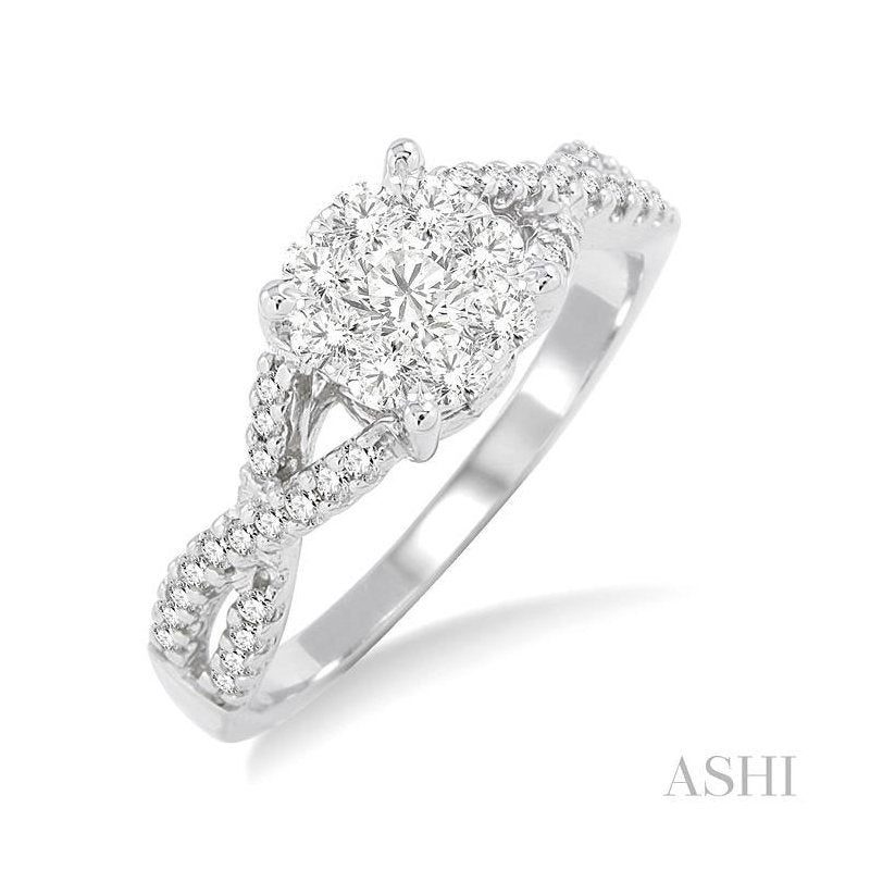 ASHI Round Shape Lovebright Diamond Engagement Ring 19493PPFVWG-LE