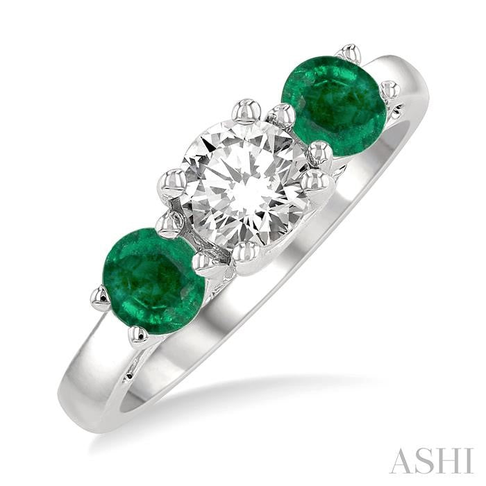 ASHI Round Shape Past Present & Future Gemstone & Diamond Ring 44542PPFGEMWG