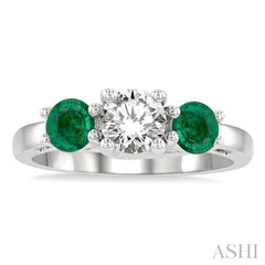 ASHI Round Shape Past Present & Future Gemstone & Diamond Ring 44542PPFGEMWG