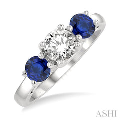 ASHI Round Shape Past Present & Future Gemstone & Diamond Ring 44542PPFGSPWG
