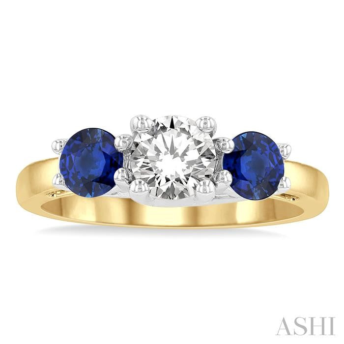 ASHI Round Shape Past Present & Future Gemstone & Diamond Ring 44542PPFGSPYW