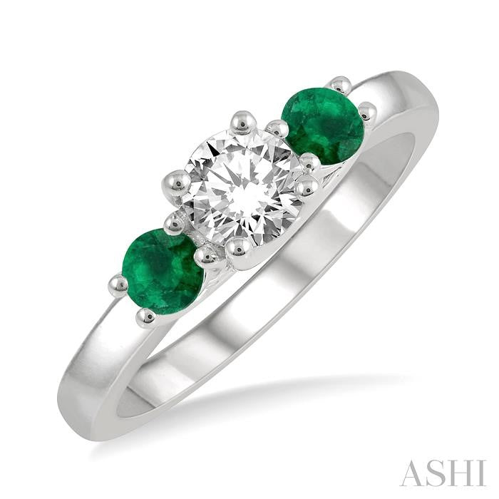 ASHI Round Shape Past Present & Future Gemstone & Diamond Ring 44544PPFGEMWG