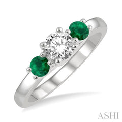 ASHI Round Shape Past Present & Future Gemstone & Diamond Ring 44544PPFGEMWG