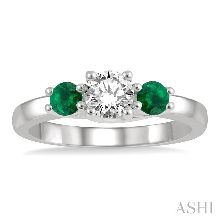 ASHI Round Shape Past Present & Future Gemstone & Diamond Ring 44544PPFGEMWG