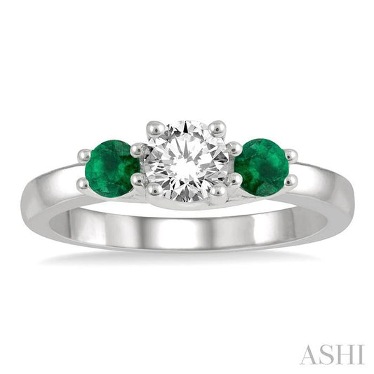 ASHI Round Shape Past Present & Future Gemstone & Diamond Ring 44544PPFGEMWG