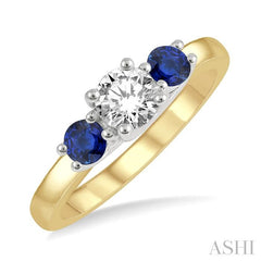 ASHI Round Shape Past Present & Future Gemstone & Diamond Ring 44544PPFGSPYW
