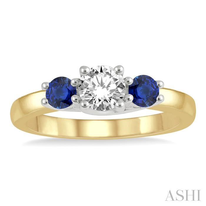 ASHI Round Shape Past Present & Future Gemstone & Diamond Ring 44544PPFGSPYW