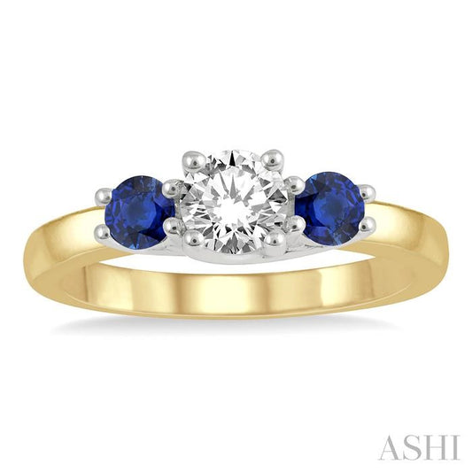 ASHI Round Shape Past Present & Future Gemstone & Diamond Ring 44544PPFGSPYW