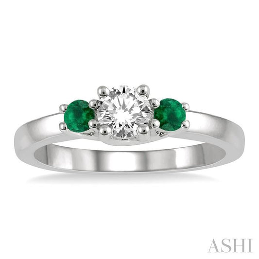 ASHI Round Shape Past Present & Future Gemstone & Diamond Ring 44545PPFGEMWG
